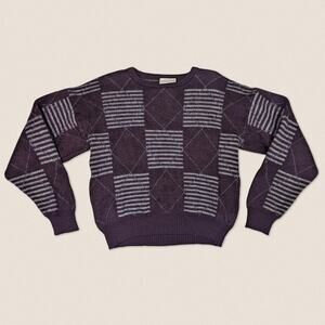 Vintage Grandpa Sweater Checkered diamond country life - Size Medium Women’s